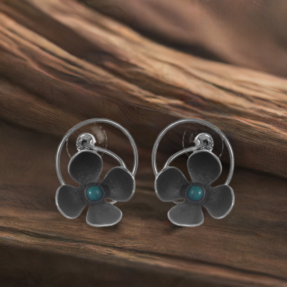 Genuine Turquoise Gemstone Earrings In 925 Sterling Silver Jewelry 925SE261