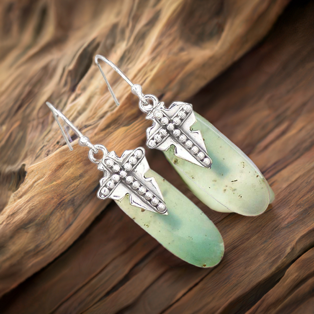 Genuine Aventurine Gemstone Earrings In 925 Sterling Silver Jewelry 925SE2611
