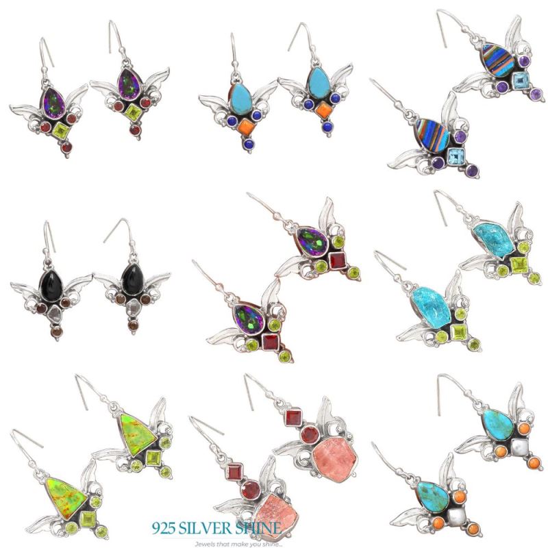 925 Sterling Silver Earrings In Multi Gemstone Jewelry 925SE2622_3