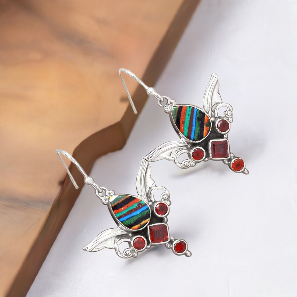 925 Sterling Silver Earrings In Multi Gemstone Jewelry 925SE2625
