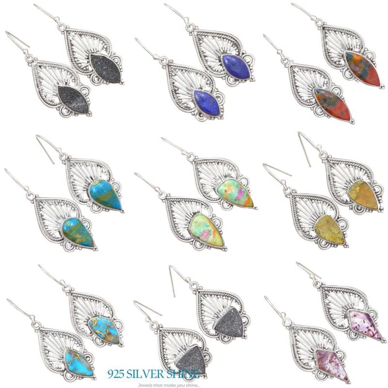 Natural Blood Stone Gemstone Earrings In 925 Sterling Silver 925SE2652_3