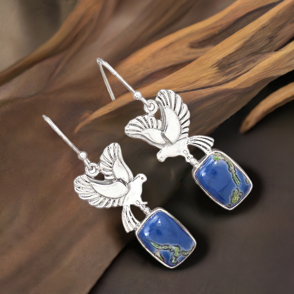 925 Sterling Silver Earrings In Genuine Jasper Gemstone 925SE2671