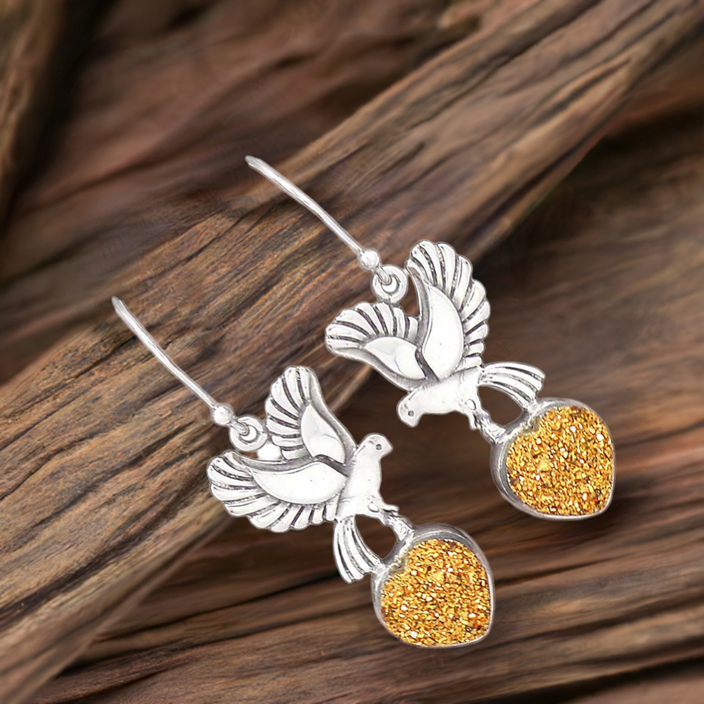 925 Sterling Silver Earrings In Semi Precious Druzy Gemstone 925SE2672