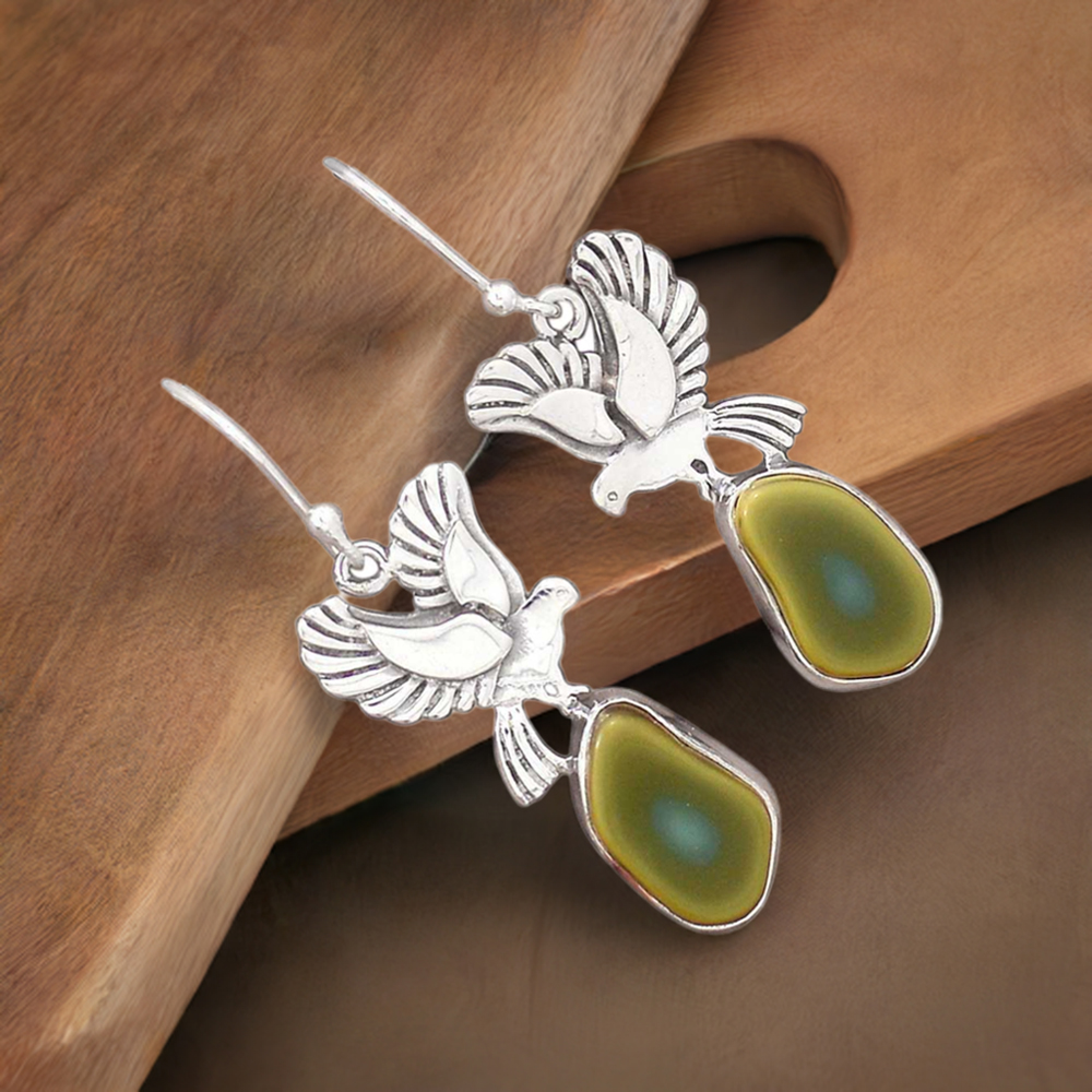 Genuine Druzy Gemstone Earrings In 925 Sterling Silver Jewelry 925SE2679