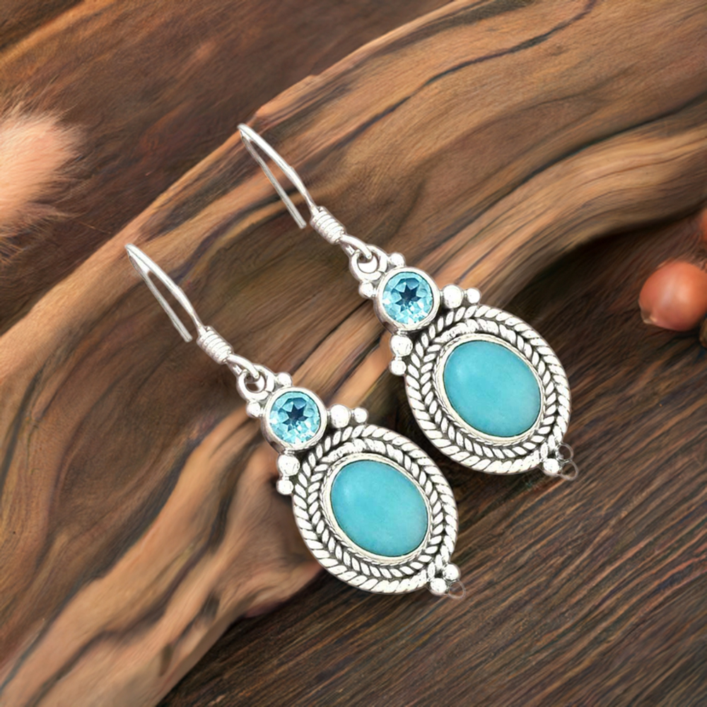 925 Sterling Silver Handmade Earrings In Multi Gemstone Jewelry 925SE2690