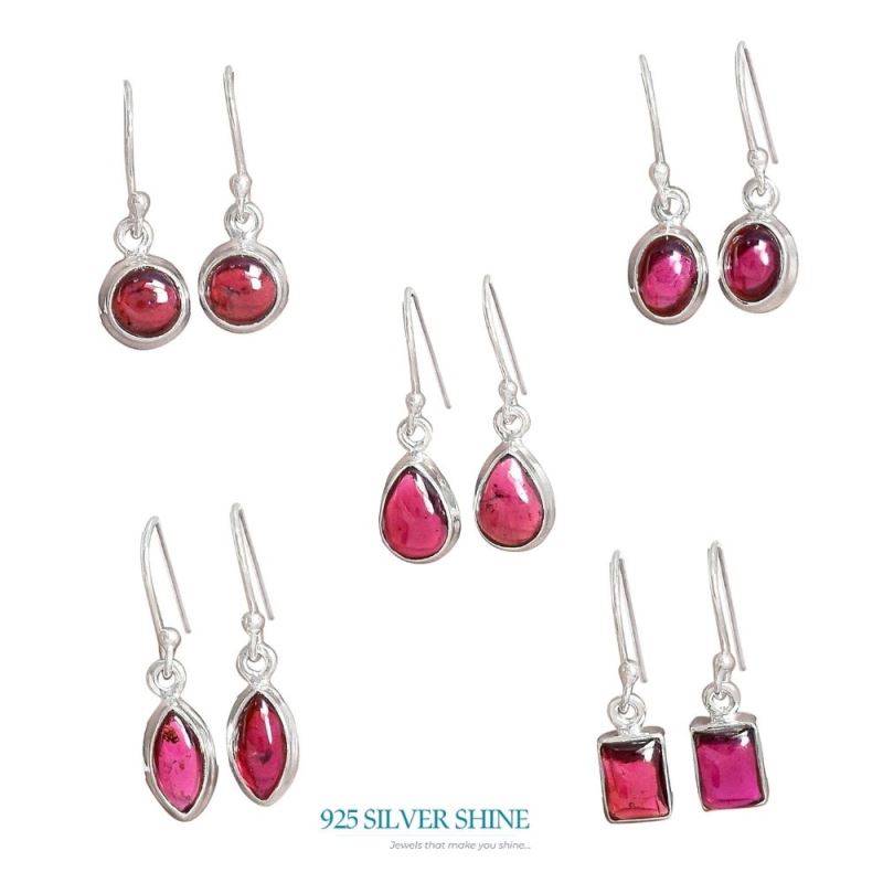 925 Sterling Silver Handmade Earrings In Garnet Gemstone Jewelry 925SE2691_3