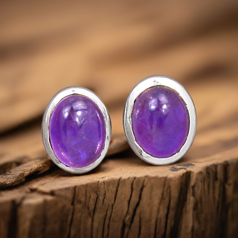 925 Sterling Silver Handmade Earrings In Amethyst Gemstone Jewelry 925SE2692