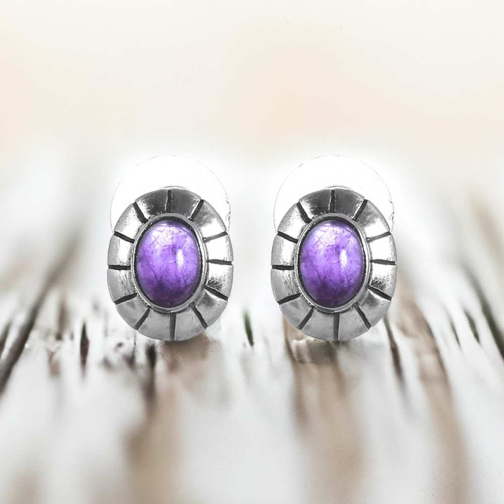 925 Sterling Silver Handmade Earrings In Amethyst Gemstone Jewelry 925SE270