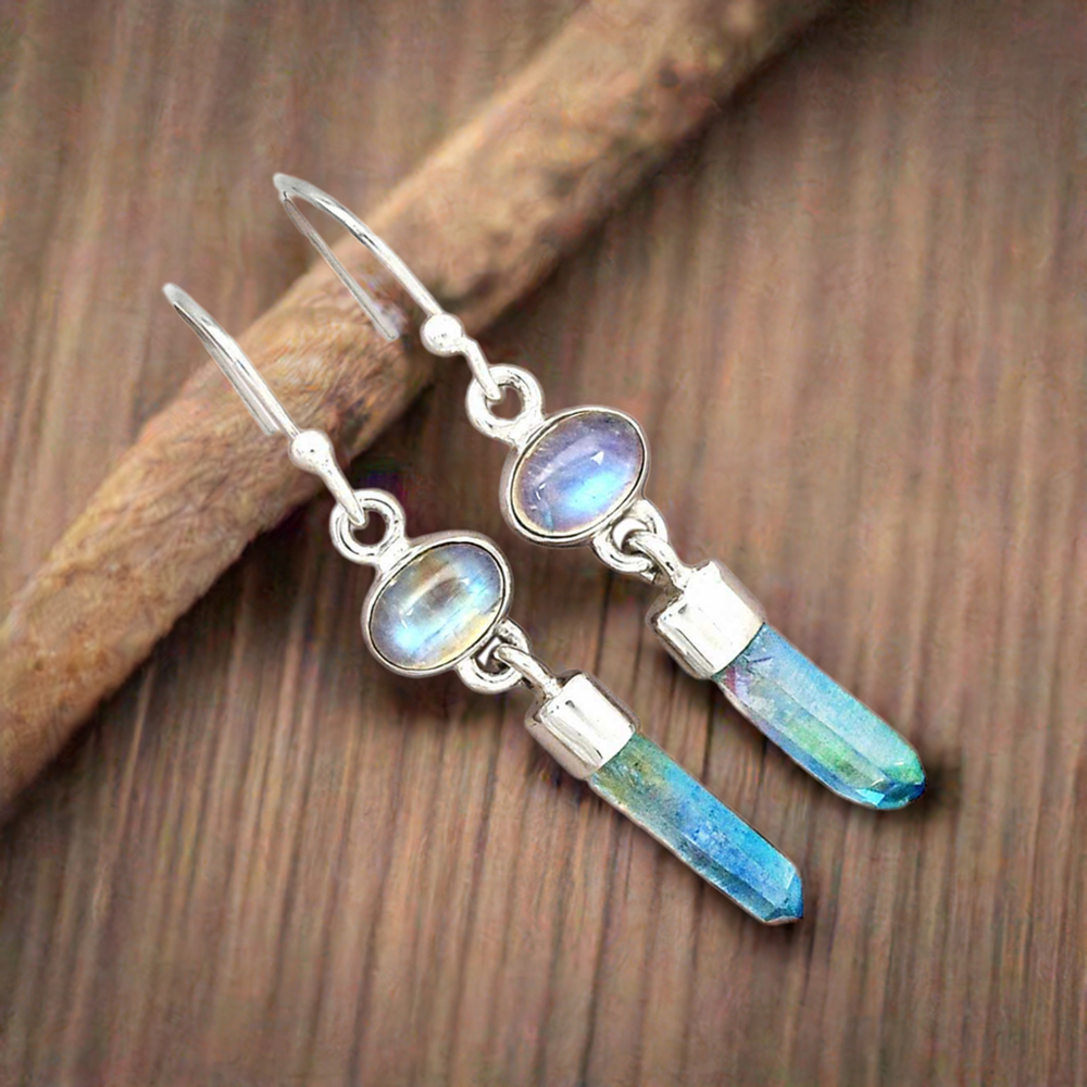 925 Sterling Silver Handmade Earrings In Rainbow-Apatite Gemstone Jewelry 925SE2707