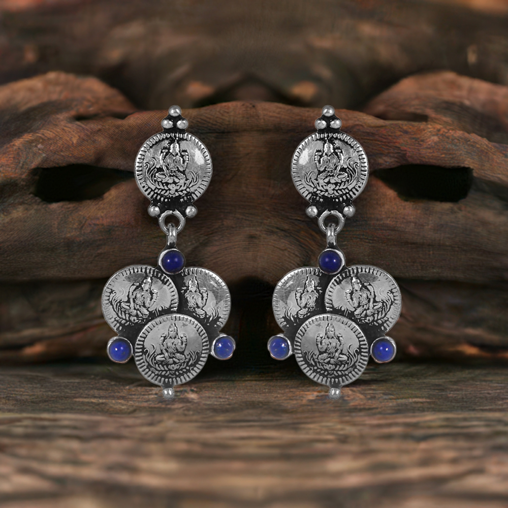 925 Sterling Silver Handmade Earrings In Lapis Gemstone Jewelry 925SE271