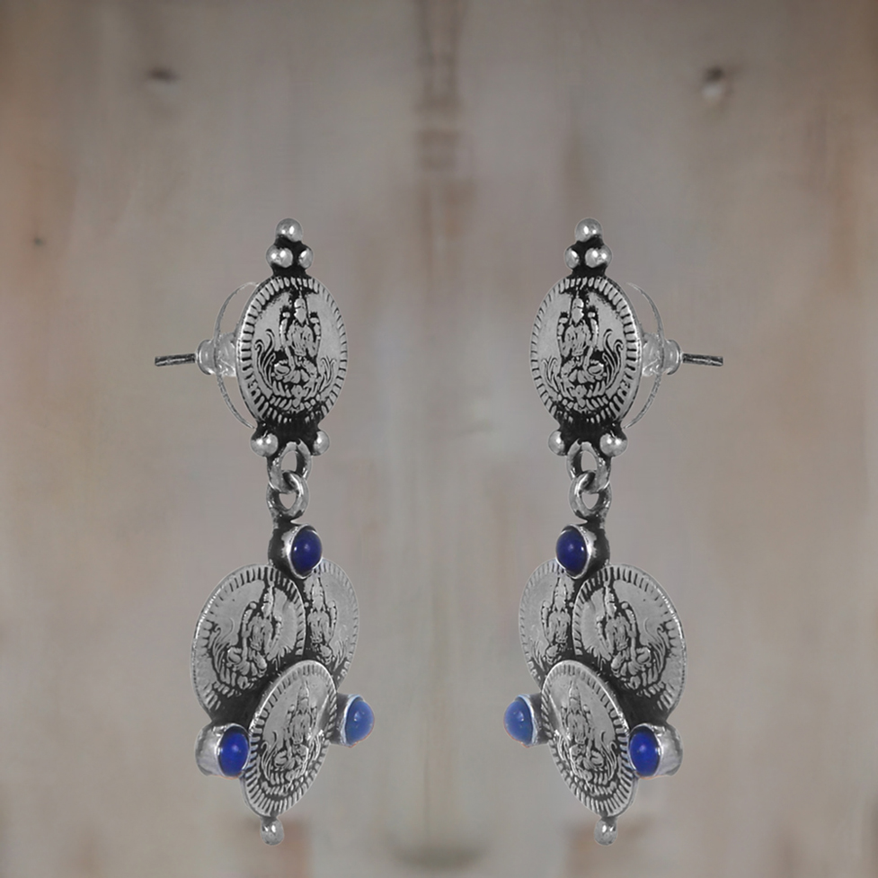 925 Sterling Silver Handmade Earrings In Lapis Gemstone Jewelry 925SE271_0