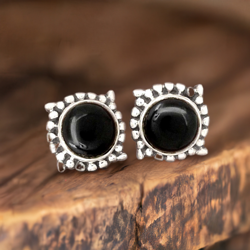 925 Sterling Silver Handmade Earrings In Black Onyx Gemstone Jewelry 925SE2711