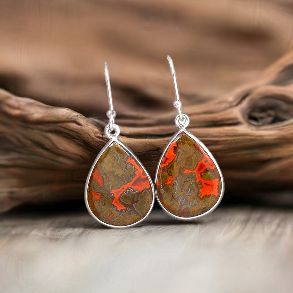 Natural Seam Agate Gemstone Earrings In Fine 925 Sterling Silver 925SE2728