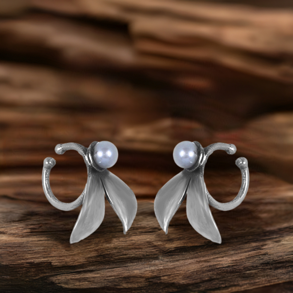 925 Sterling Silver Handmade Earrings In Pearl Gemstone Jewelry 925SE273