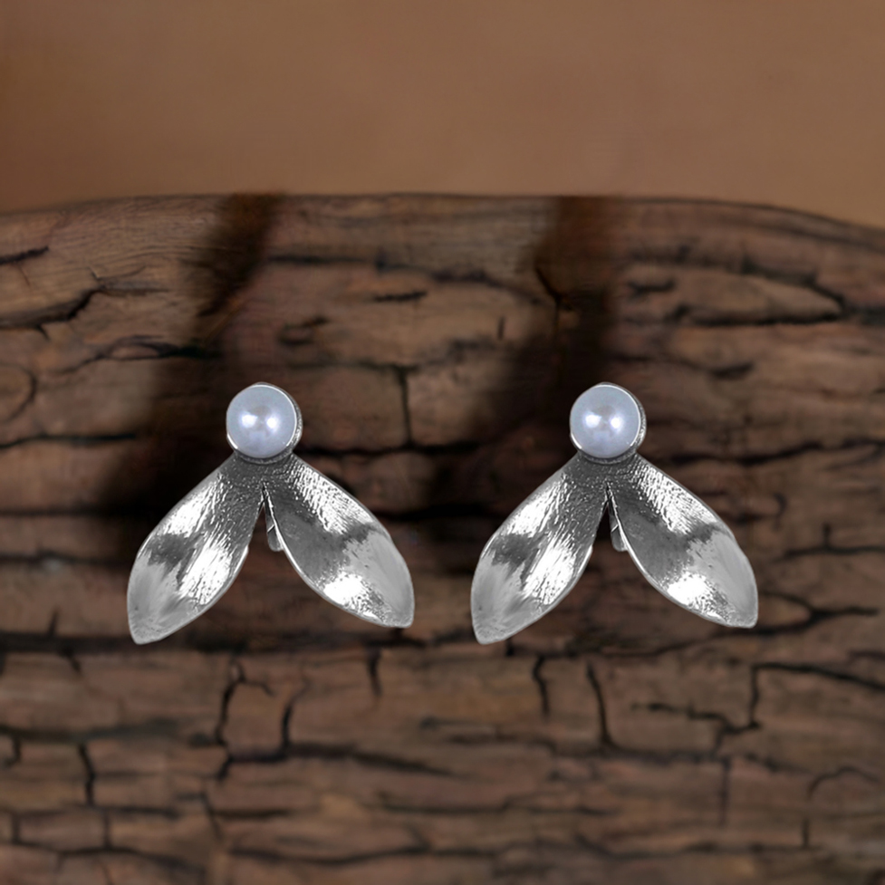 925 Sterling Silver Handmade Earrings In Pearl Gemstone Jewelry 925SE273_0