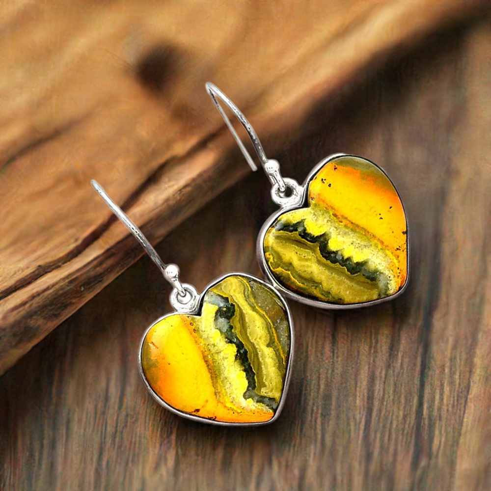 925 Sterling Silver Earrings In Genuine Bumble Bee Gemstone 925SE2732