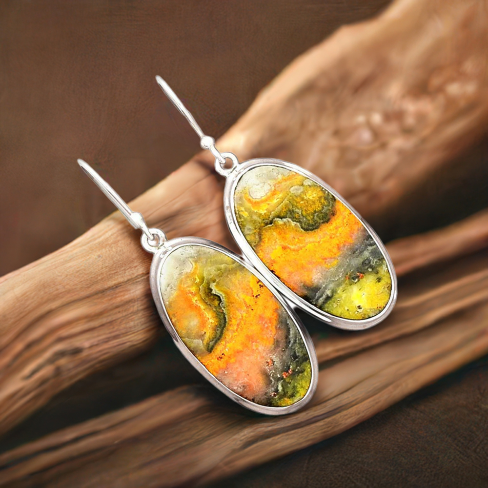 Semi Precious Bumble Bee Gemstone Earrings In 925 Sterling Silver Jewelry 925SE2737