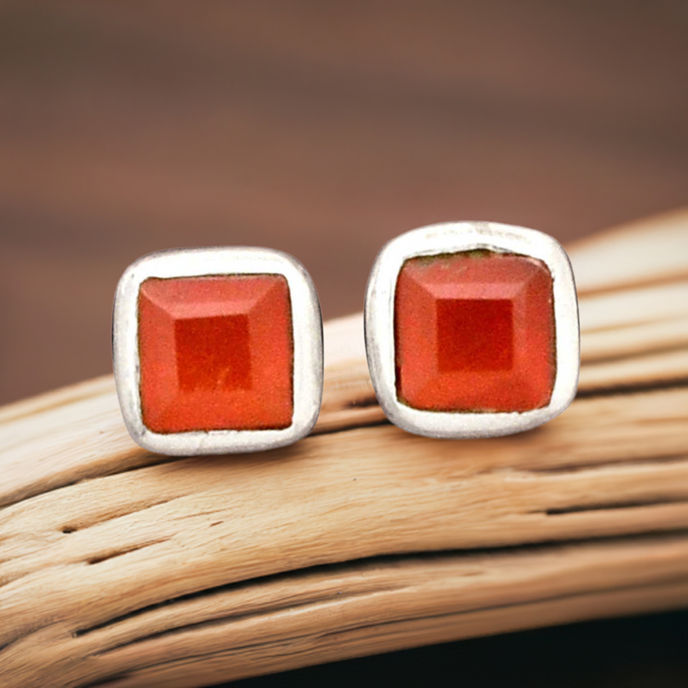 925 Sterling Silver Earrings In Carnelian Gemstone Jewelry 925SE2739