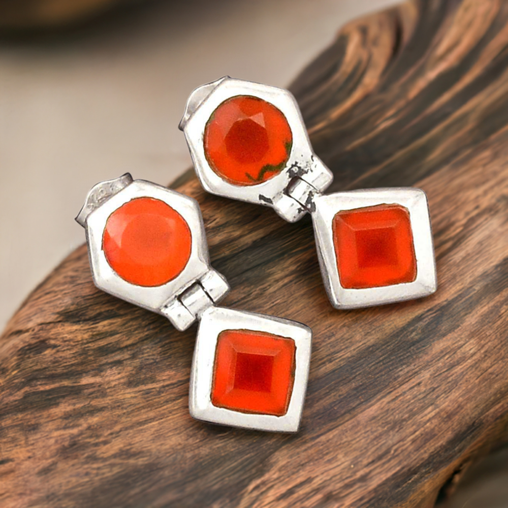 925 Sterling Silver Handmade Earrings In Carnelian Gemstone Jewelry 925SE2740
