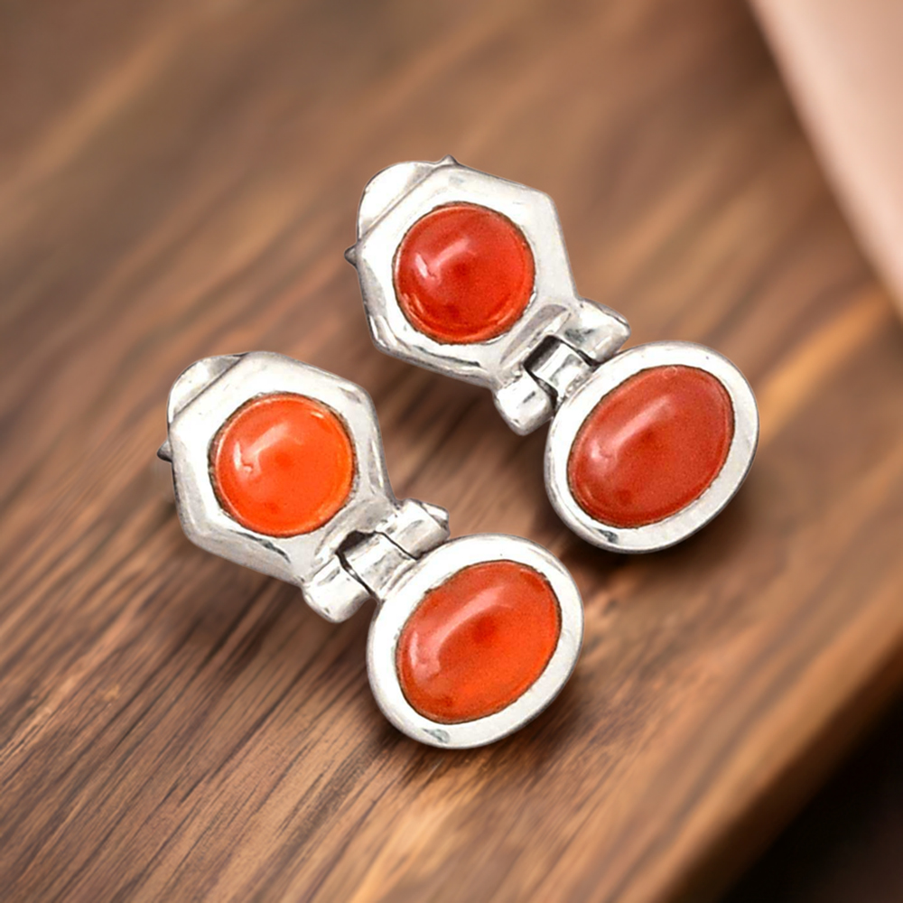 925 Sterling Silver Handmade Earrings In Carnelian Gemstone Jewelry 925SE2741