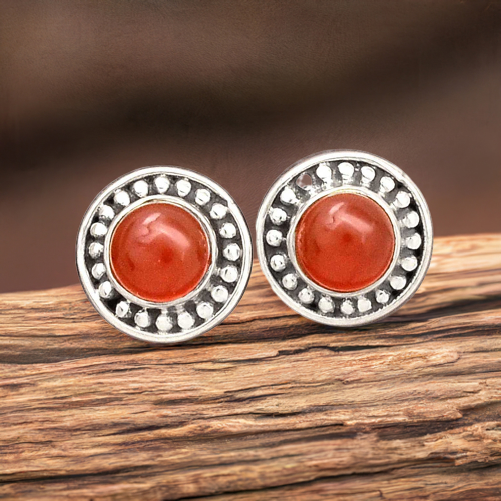 925 Sterling Silver Handmade Earrings In Carnelian Gemstone Jewelry 925SE2742