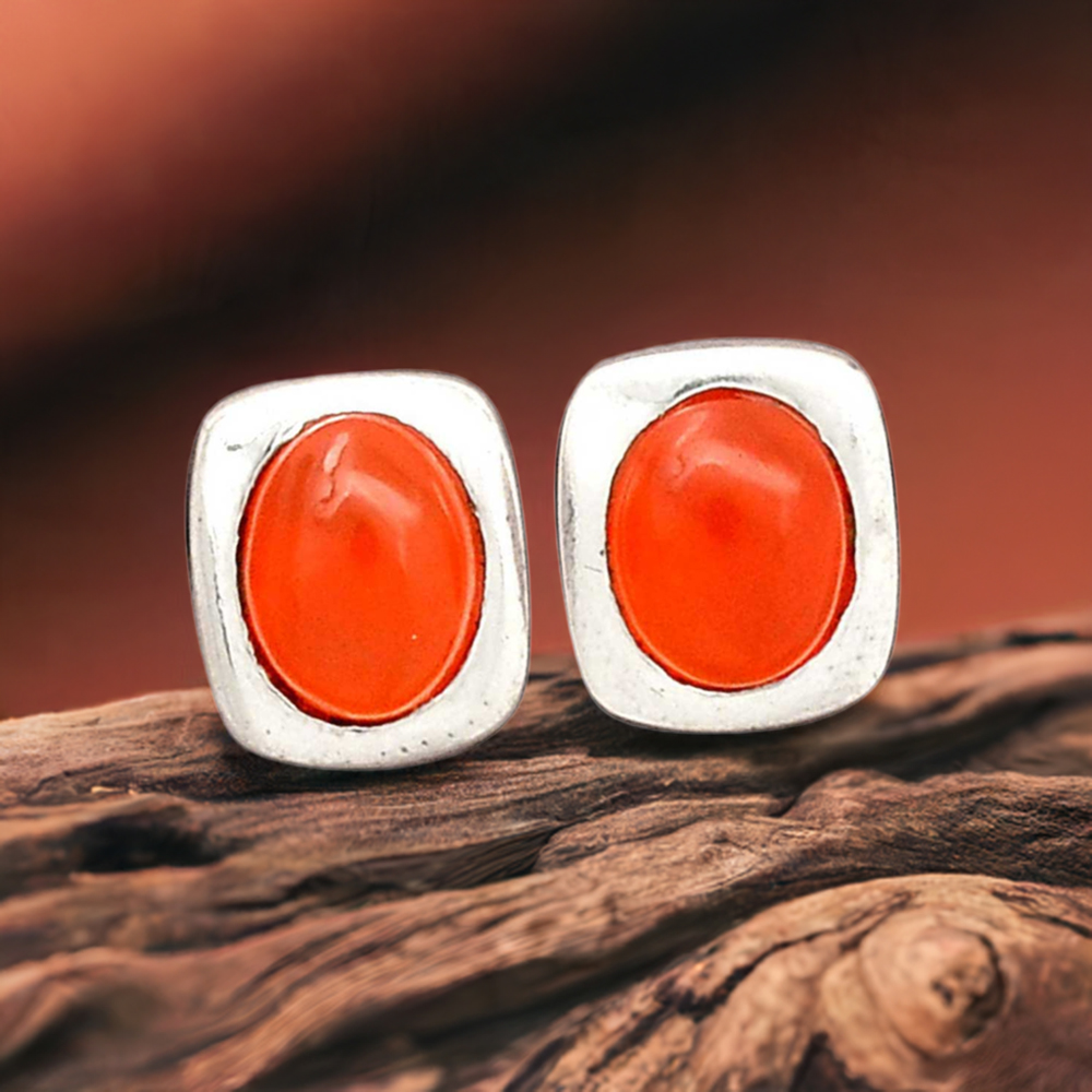 925 Sterling Silver Handmade Earrings In Carnelian Gemstone Jewelry 925SE2743