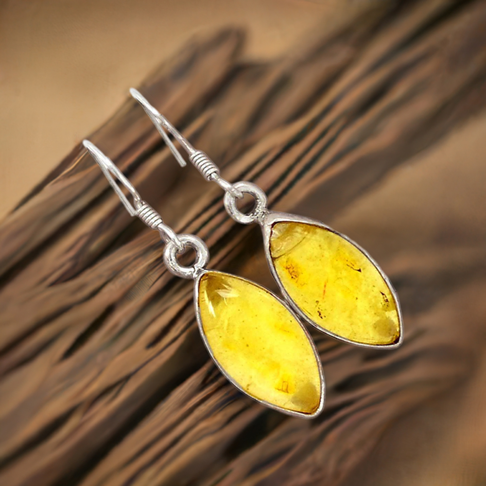 925 Sterling Silver Earrings In Natural Citrine Gemstone 925SE2750