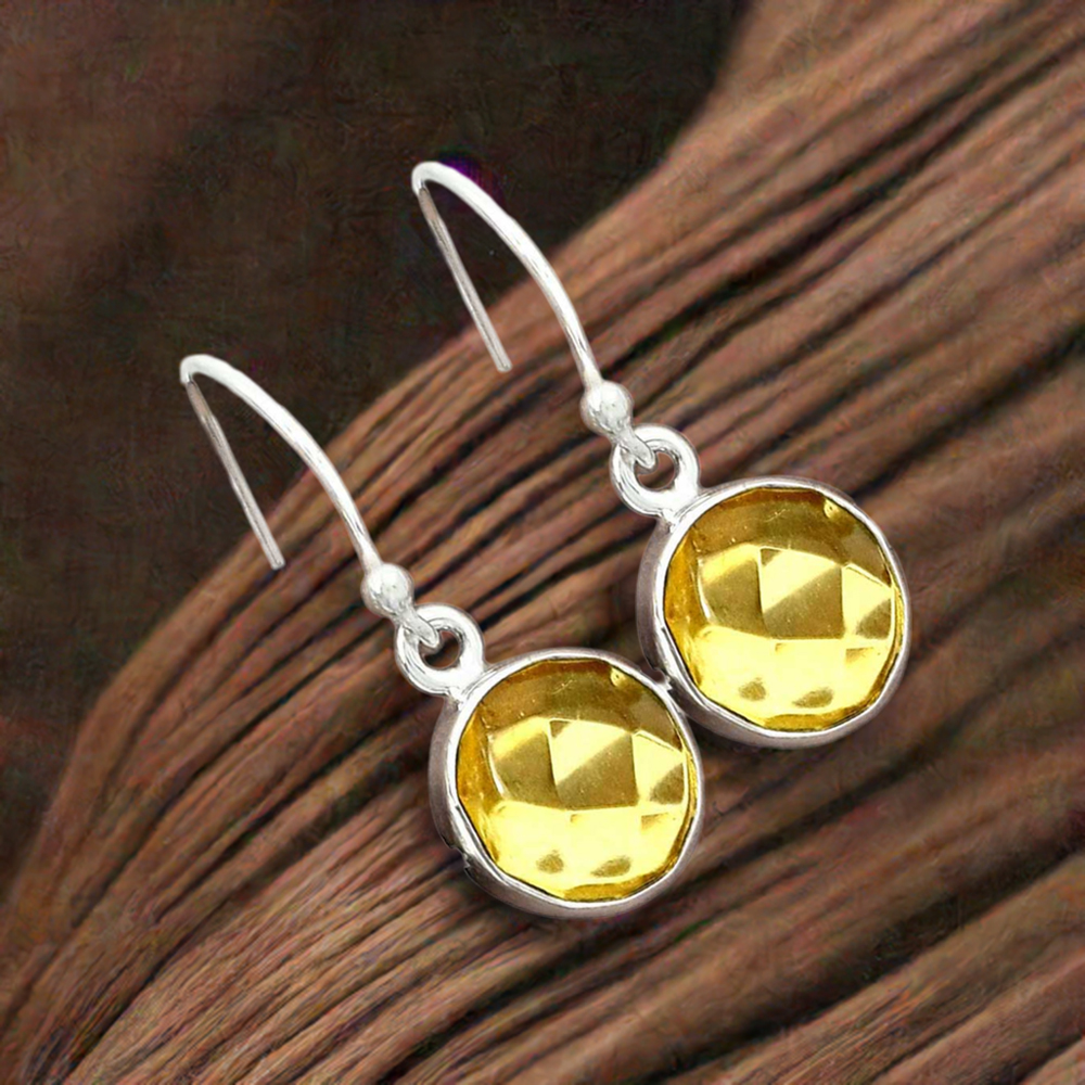 925 Sterling Silver Earrings In Semi Precious Citrine Gemstone 925SE2751