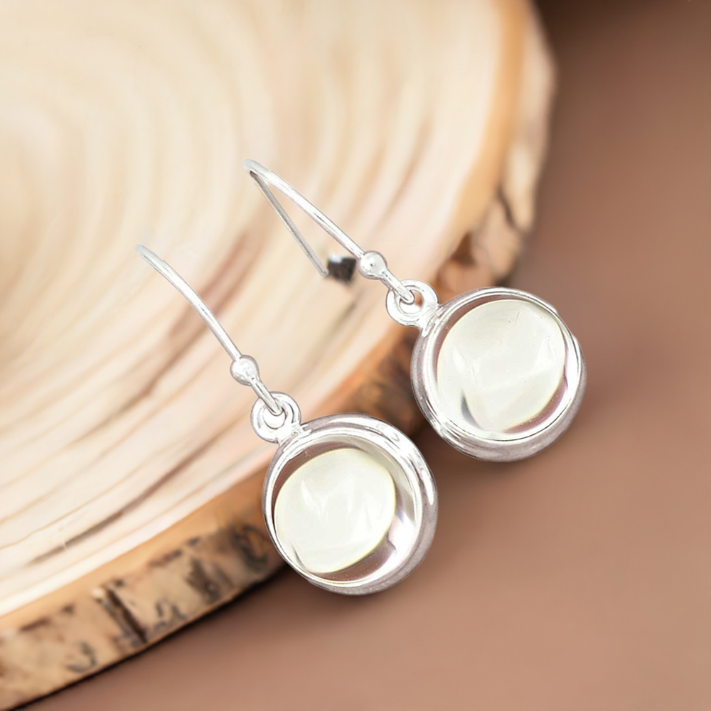 Semi Precious Calcite Gemstone Earrings In Fine 925 Sterling Silver 925SE2759