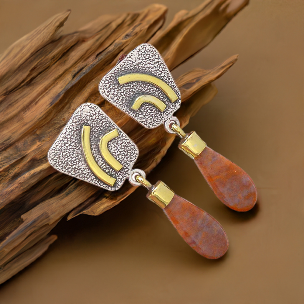 Genuine Honey Aragonite Gemstone Earrings In 925 Sterling Silver Jewelry 925SE2765