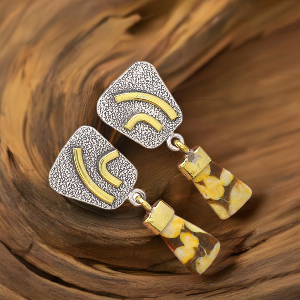 Natural Peanut Wood Jasper Gemstone Earrings In 925 Sterling Silver Jewelry 925SE2769