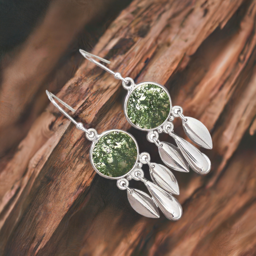 925 Sterling Silver Earrings In Canadian Nephrite Jade Gemstone Jewelry 925SE2773