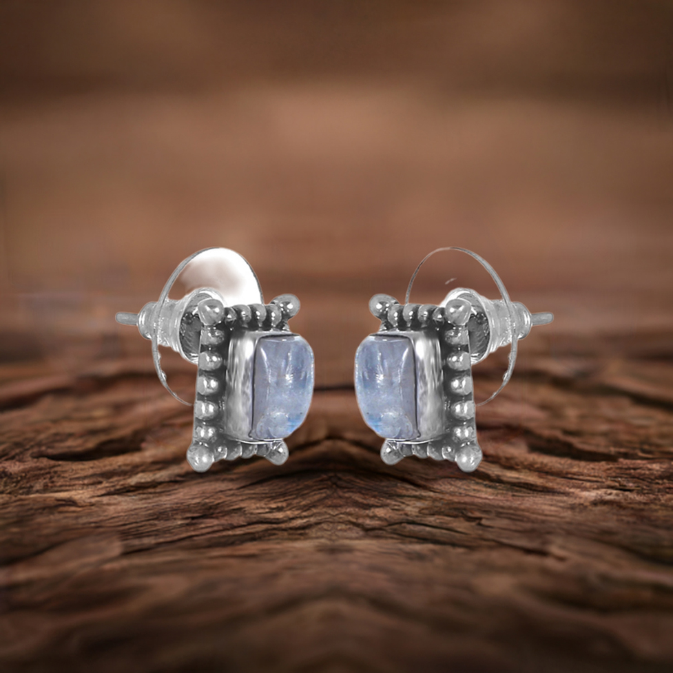 925 Sterling Silver Earrings In Rainbow Moonstone Jewelry 925SE278_0