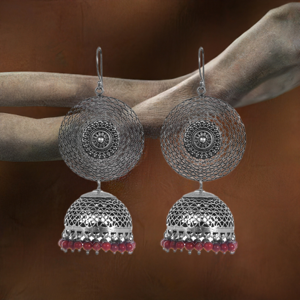 925 Sterling Silver Handmade Earrings In Coral Gemstone Jewelry 925SE279