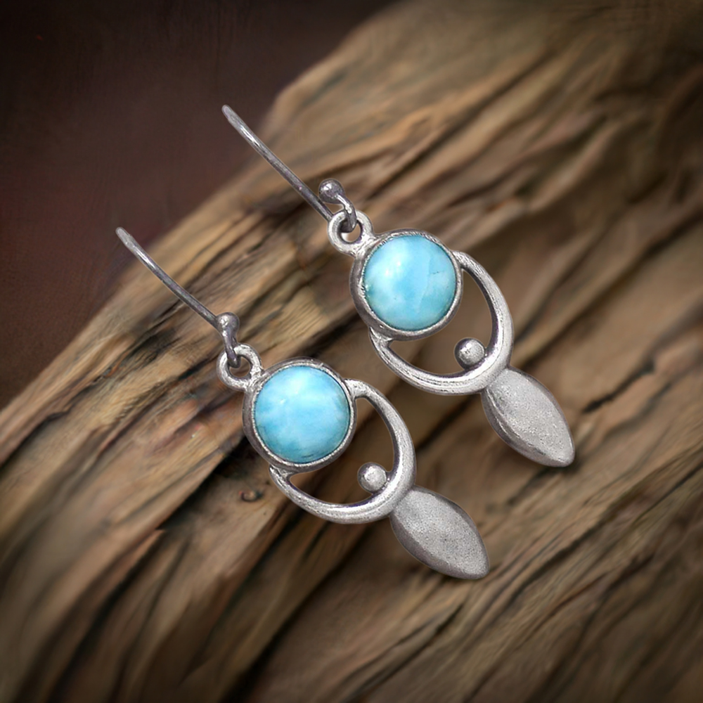 925 Sterling Silver Earrings In Larimar Gemstone Jewelry 925SE2795