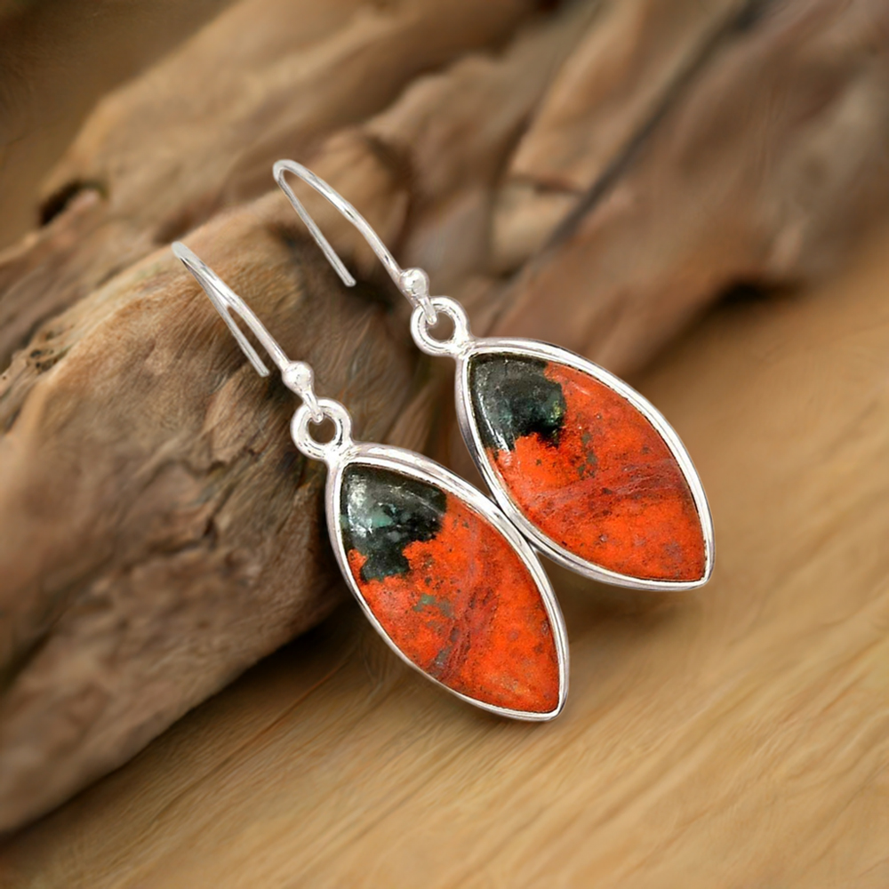 Solid 925 Silver Earrings In Genuine Sonora Sunset Gemstone 925SE2811