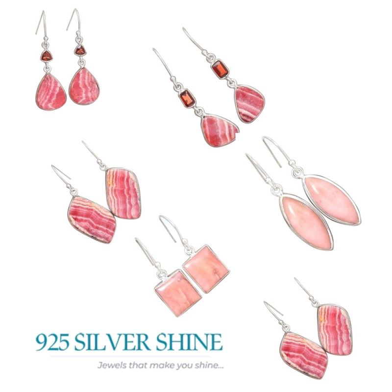 Fine 925 Sterling Silver Earrings In Genuine Multi Gemstone 925SE2814_8