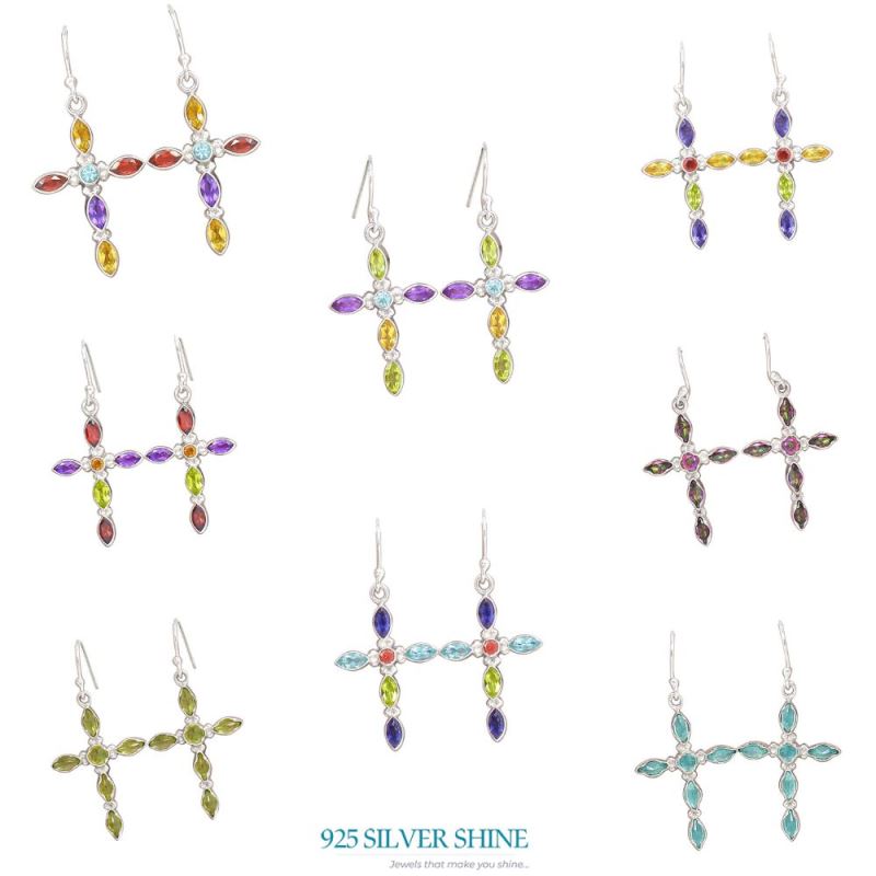 925 Sterling Silver Earrings In Semi Precious Multi Gemstone 925SE2831_2