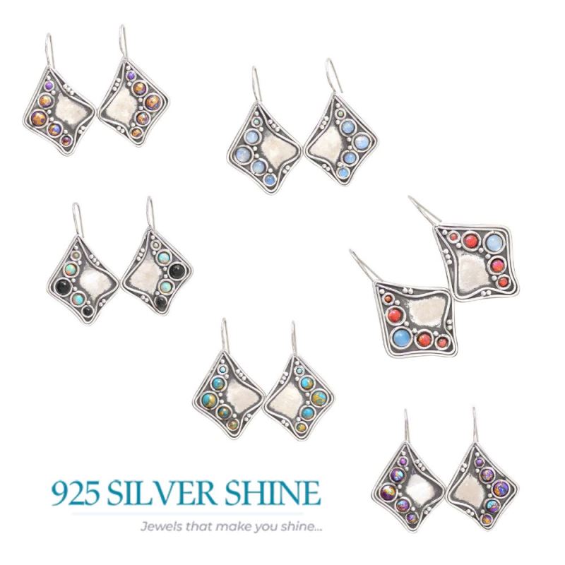 Genuine Opal Gemstone Earrings In 925 Sterling Silver Jewelry 925SE2850_3