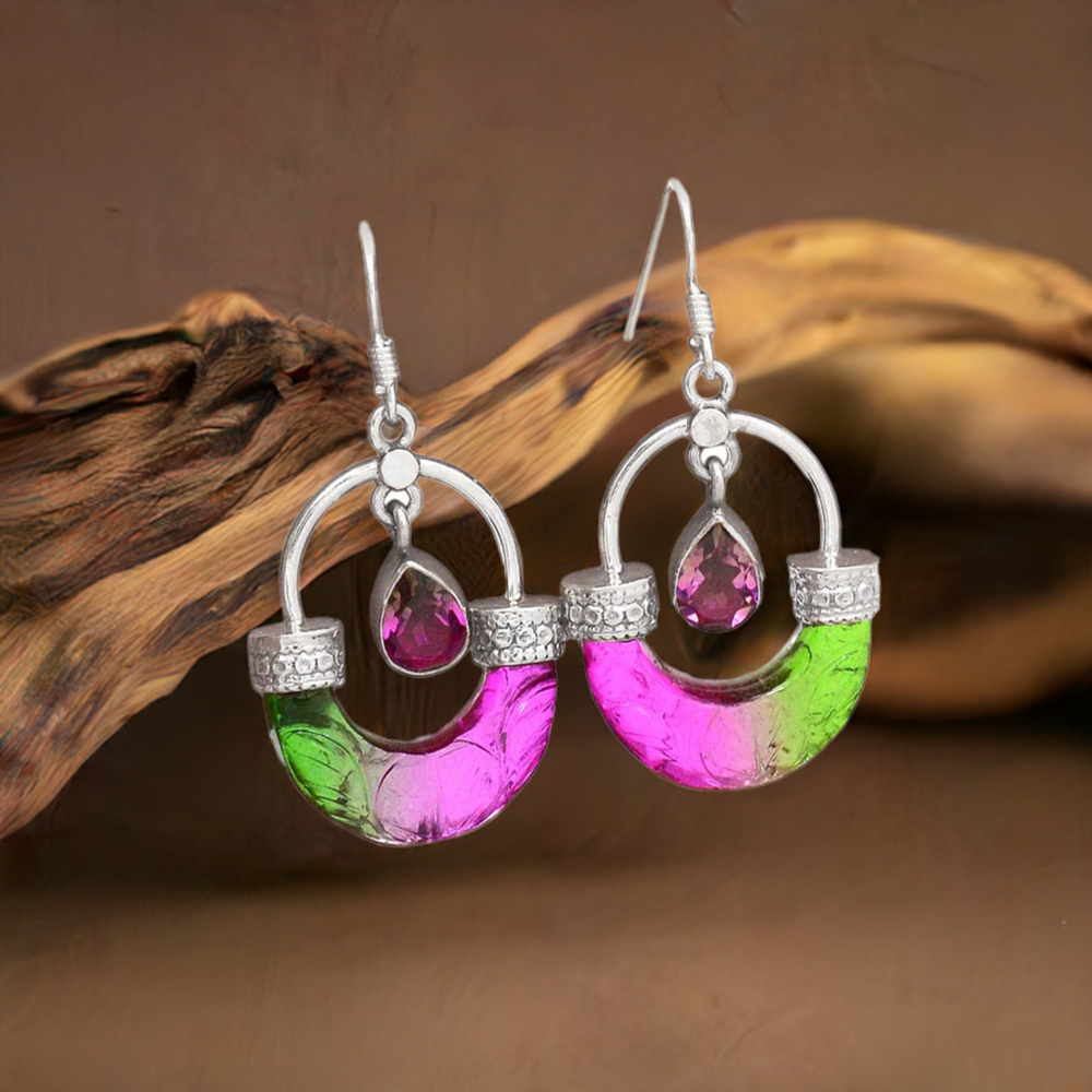 925 Sterling Silver Handmade Earrings In Quartz Gemstone Jewelry 925SE2856