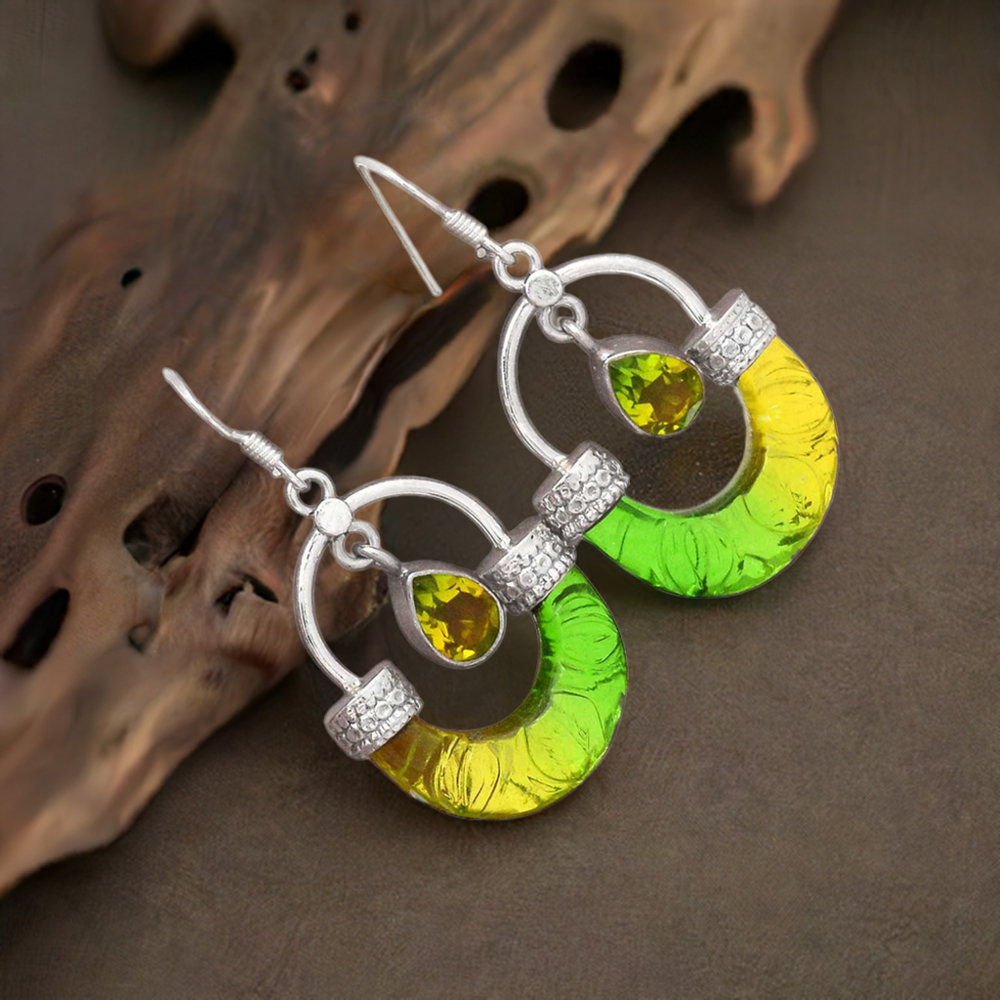 925 Sterling Silver Handmade Earrings In Quartz Gemstone Jewelry 925SE2857