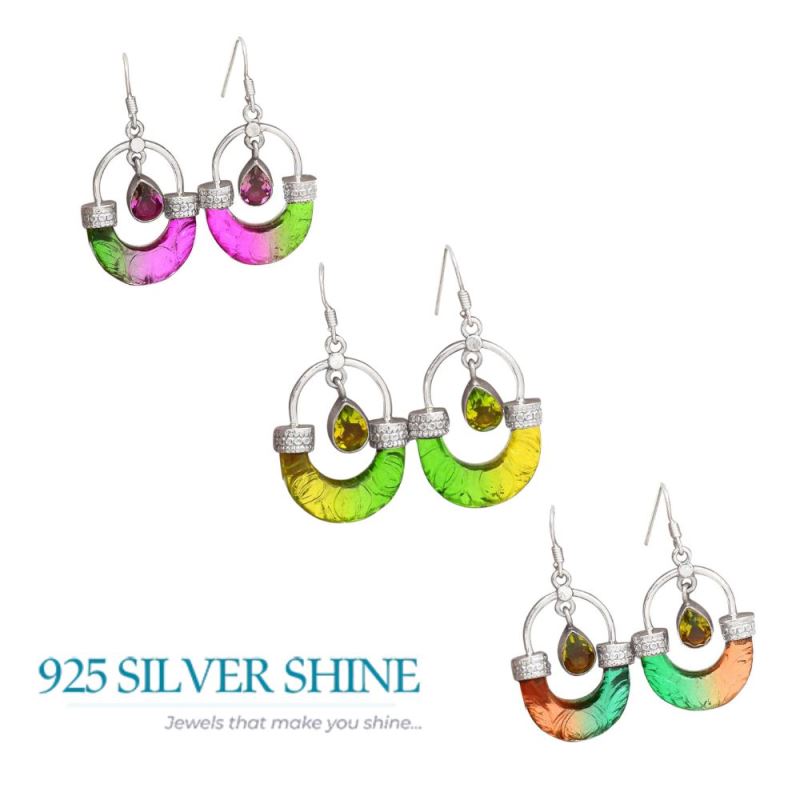 925 Sterling Silver Handmade Earrings In Quartz Gemstone Jewelry 925SE2858_2