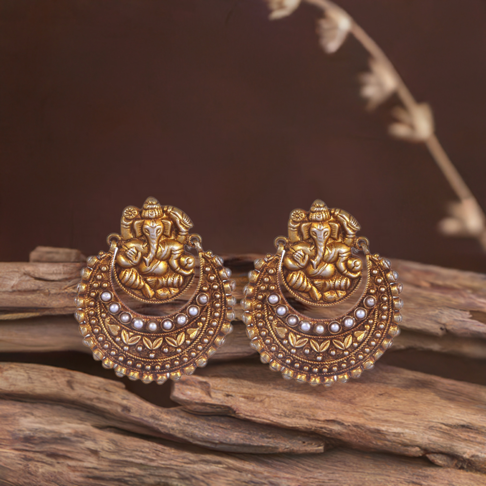 Honey yellow gemstone Ganesha earrings crafted in hotsell silver with oxidized finish