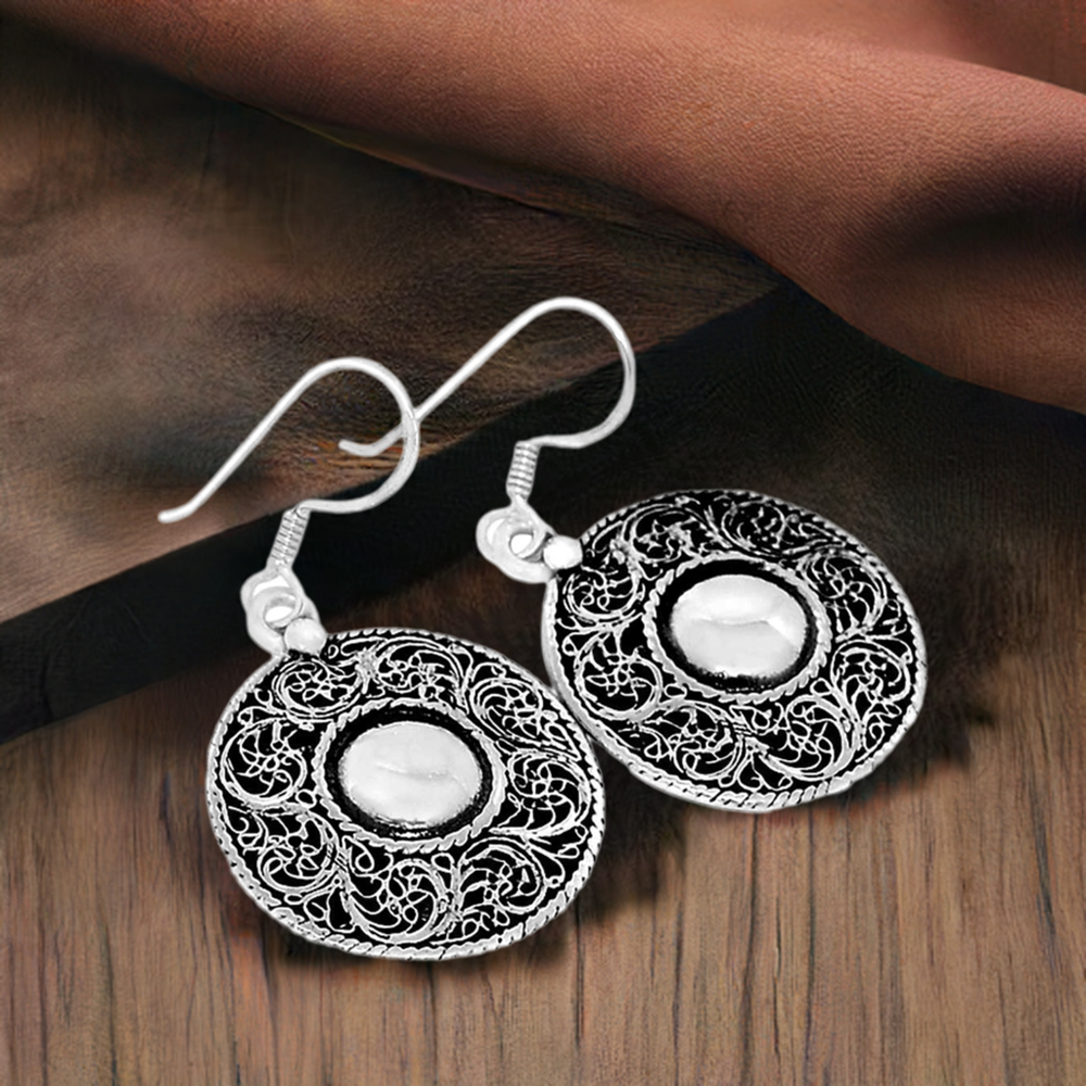 925 Sterling Silver Oxidized Handmade Earrings 925SE2880