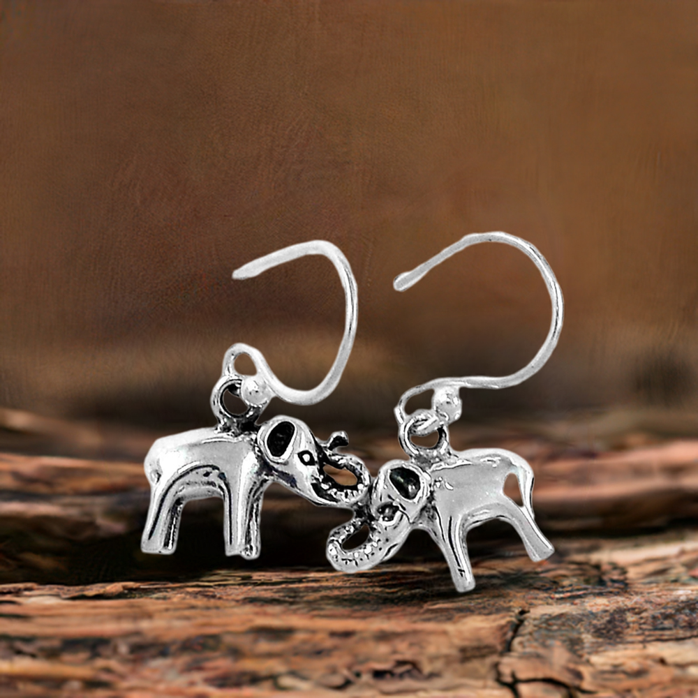 Elephant Design Earrings In Solid 925 Silver 925SE2897