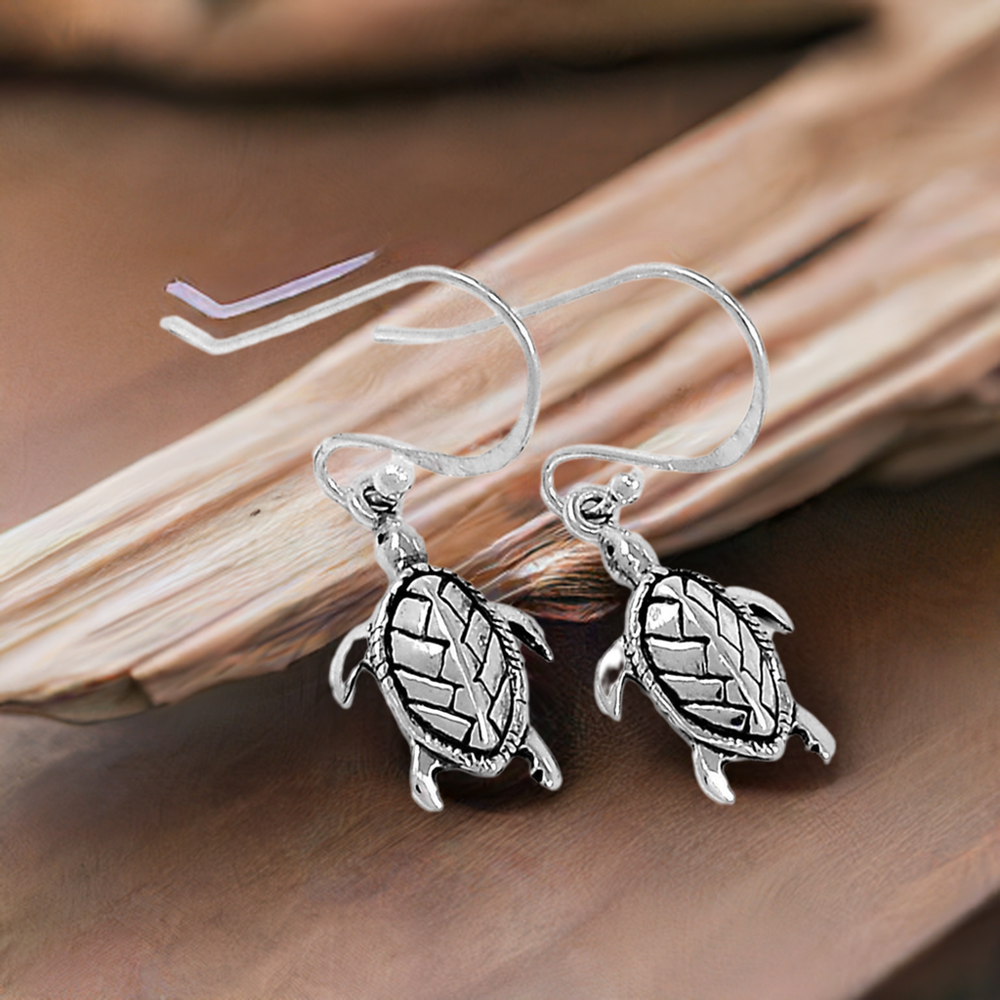 Tortoise Earrings In Fine 925 Sterling Silver 925SE2902