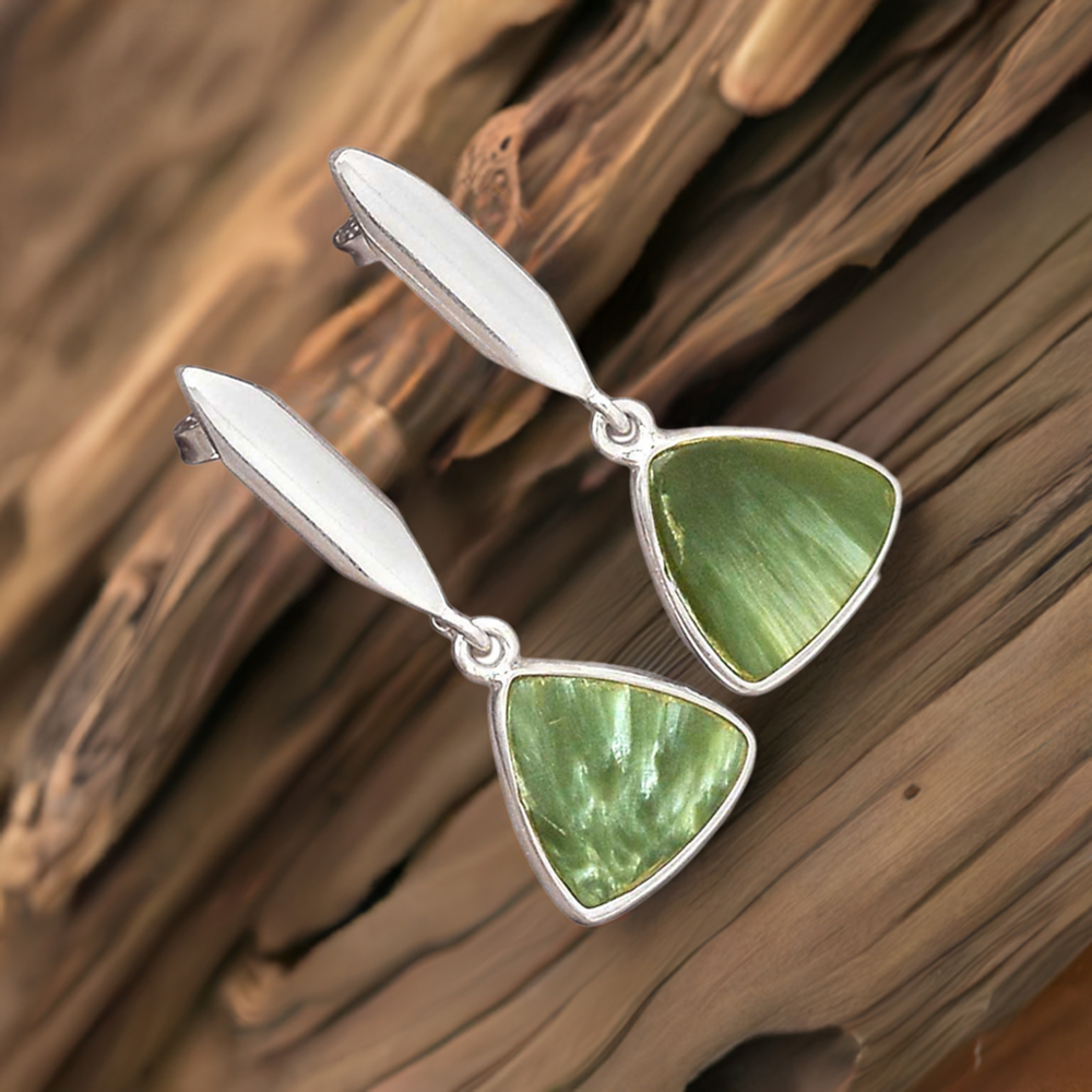 925 Sterling Silver Earrings In Natural Seraphinite Gemstone 925SE2909