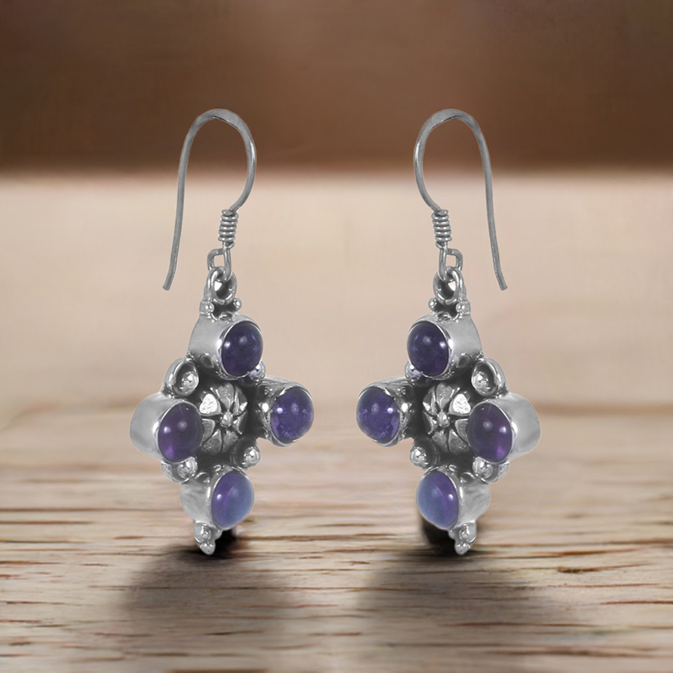 925 Sterling Silver Handmade Earrings In Lapis Lazuli Gemstone Jewelry 925SE292_0