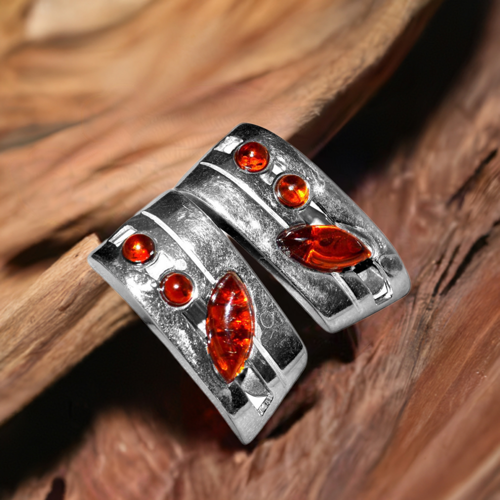 Semi Precious Amber Gemstone Earrings In 925 Sterling Silver Jewelry 925SE2925