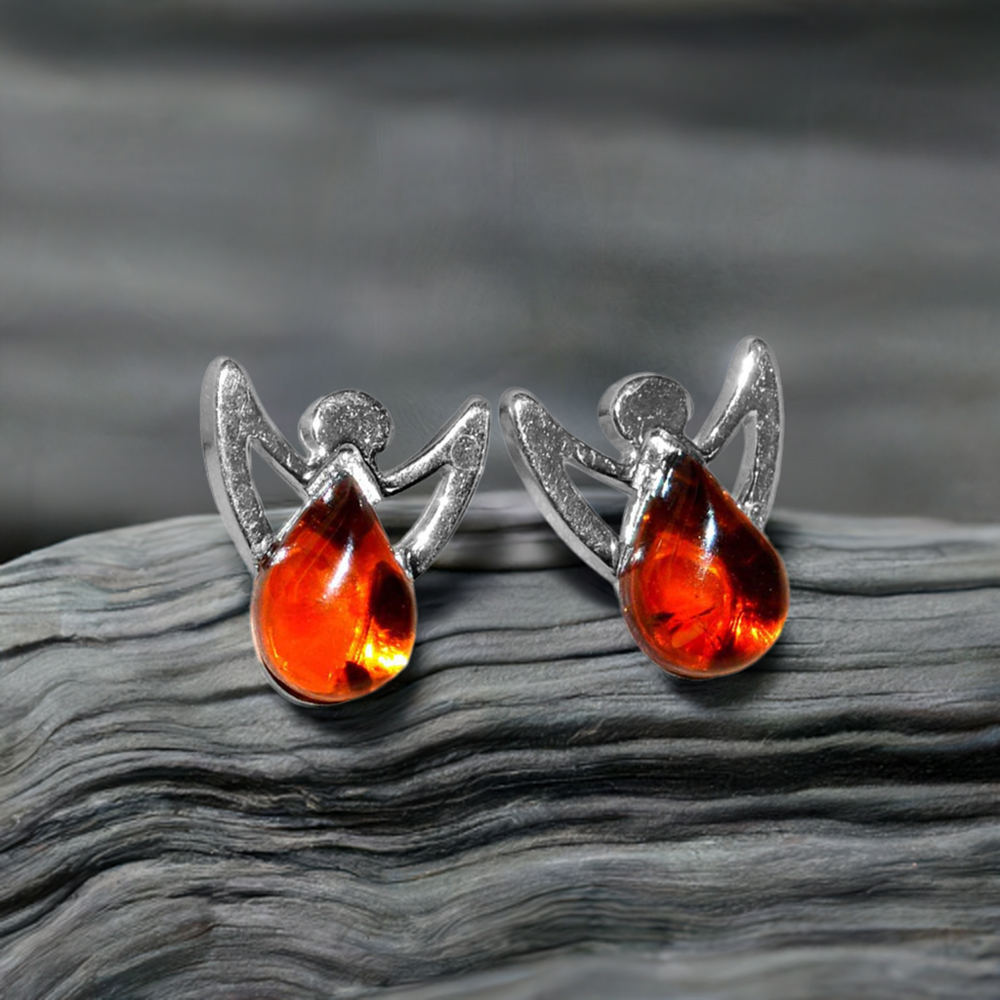 Natural Amber Gemstone Earrings In 925 Sterling Silver Jewelry 925SE2927